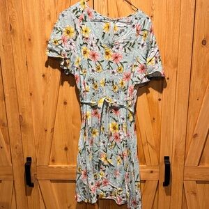 Calvin Klein Floral Maxi Dress in Blue and Yellow